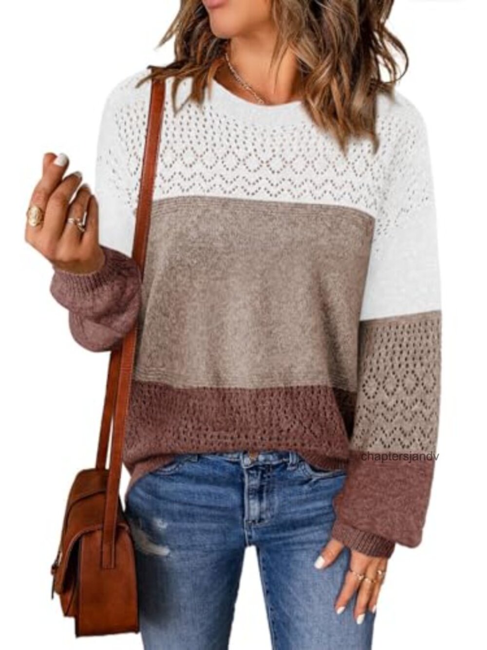 Womens Crochet Tunic Sweater Long Sleeve Loose Fit Boho Pullover Fall